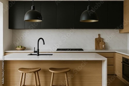 modern kitchen interior with kitchen