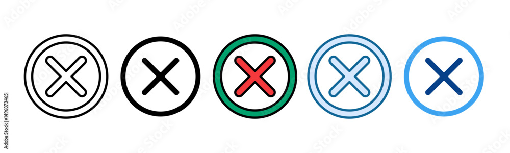 Obraz premium Cross Mark Icon Set Multiple Style Collection