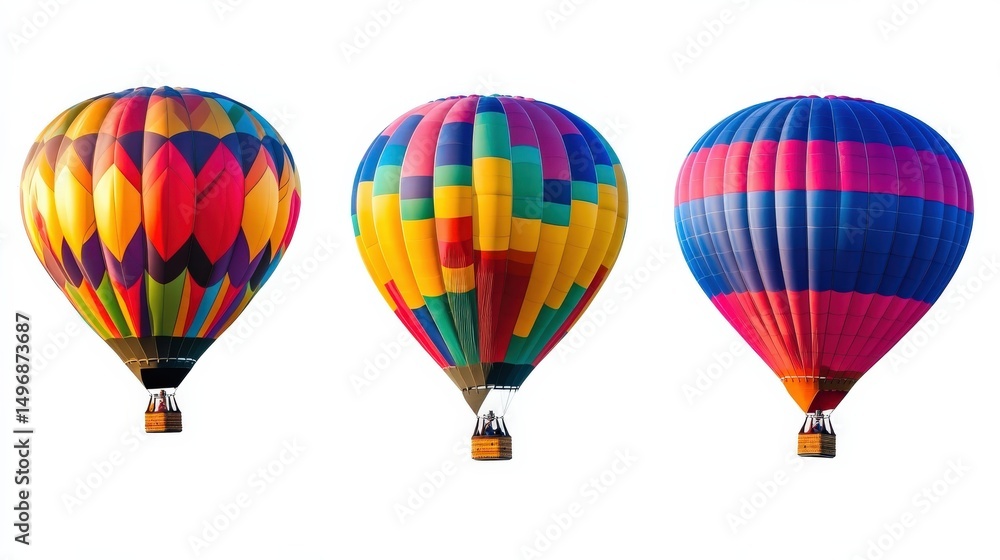 Obraz premium Colorful Hot Air Balloons Against a Clear Sky Background