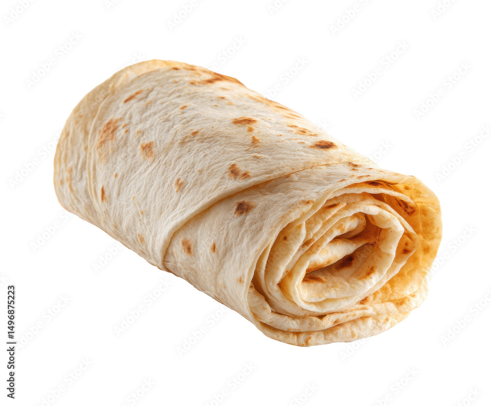 Delicious rolled tortilla wrap for easy meal ideas and snacks on a transparent background, cut out Delicious rolled tortilla wrap for easy meal ideas and snacks on a transparent background, cut out