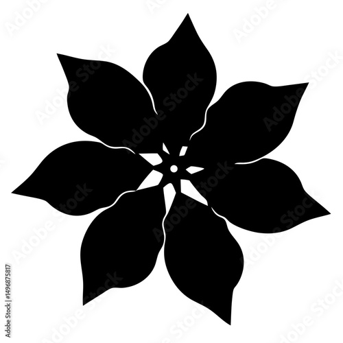 Black and white flower with eight petals pointing outward from the center