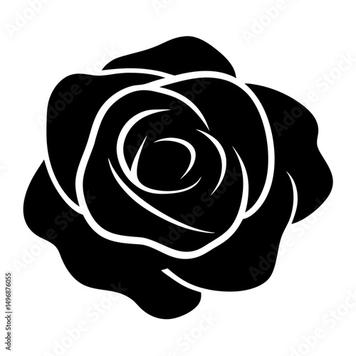 Black and white vector rose illustration depicting elegance and simplistic beauty