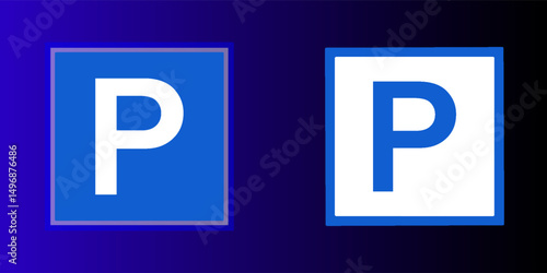 BLUE AND WHITE PARKING SIGN, WITH GRADIENT BACKGROUND, Isolated vector illustrati...
