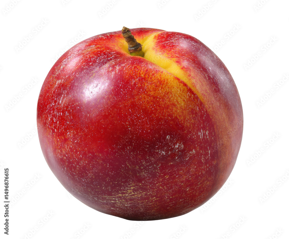 Obraz premium Red nectarine fruit fresh and juicy for healthy snacking on a transparent background, cut out