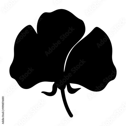 Striking Black Silhouette of a Sweet Pea Flower on a White Background