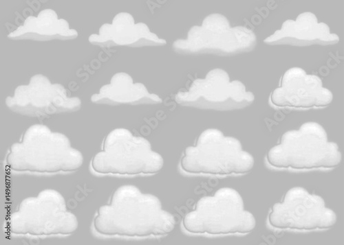 Cloud. Abstract white cloudy set isolated on blue background. Vector illustration
