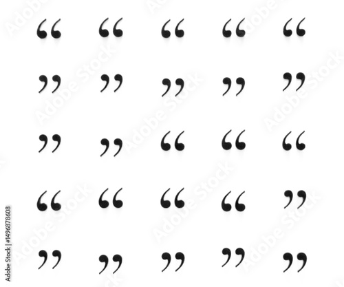 Set of quote mark. Quotes icon vector set. Quotemarks outline, speech marks, inverted commas or talking marks collection. Talk bubble speech icon. Black quotes icon. Vector illustration.