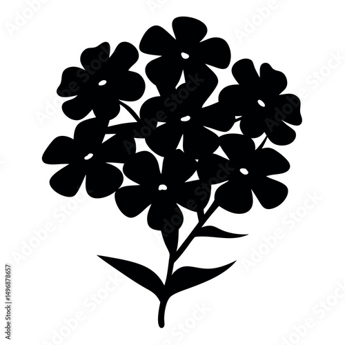 Stylized silhouette of a phlox paniculata flower arrangement with simplified design