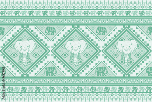 popular elephant pattern in asian style this elephant graphic is fashionable in thailand india and south east asia and this elephant and baby elephant can be for textile industry and any package