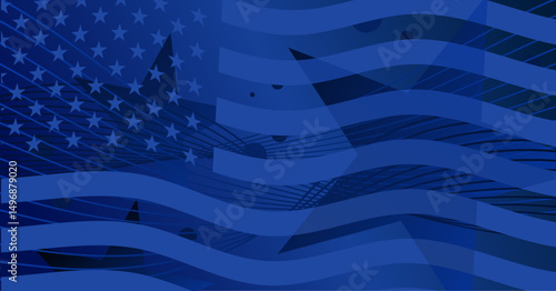 blue patriotic background with the flag of the United States of America – vector illustration
