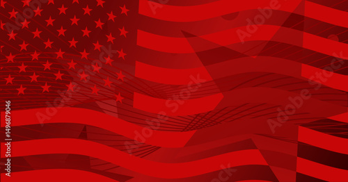 Red  patriotic background with the flag of the United States of America – vector illustration