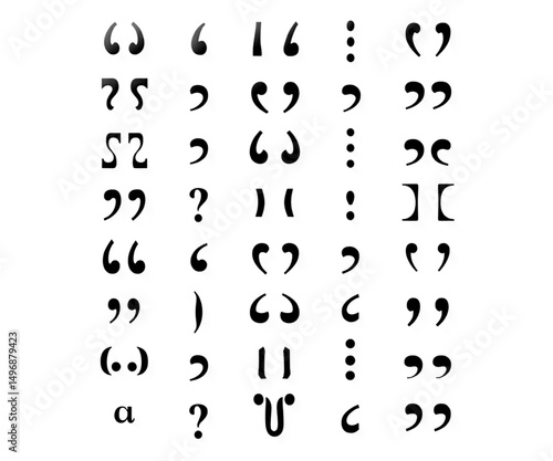 Set of quote mark. Quotes icon vector set. Quotemarks outline, speech marks, inverted commas or talking marks collection. Talk bubble speech icon. Black quotes icon. Vector illustration.