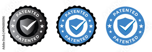 Patented logo with shield and checkmark 