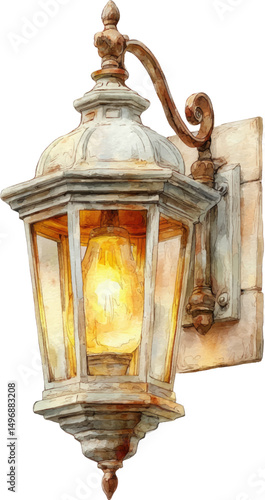 old lamp on white background