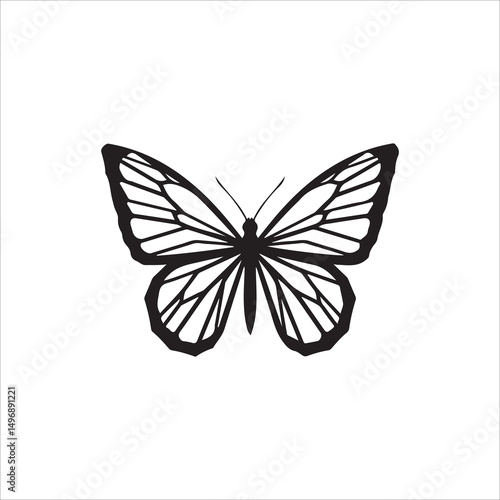 Elegant Butterfly Outline Sticker Vector: Detailed Black and White Design for Crafts, Decor, and Nature Graphics
