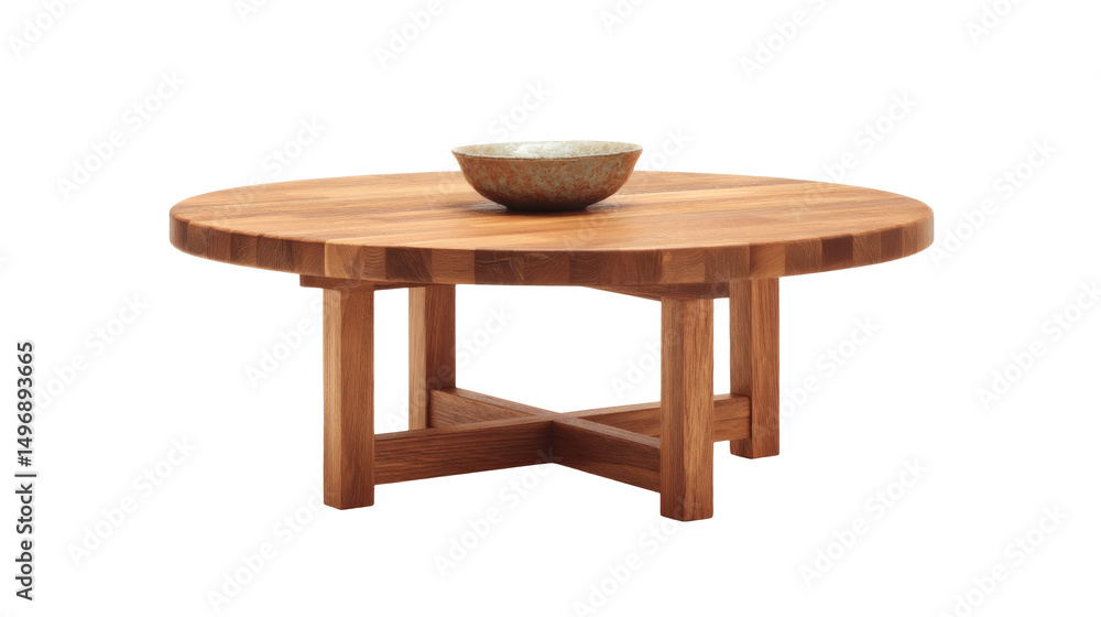 Fototapeta premium [Transparent Background PNG]Modern Wooden Round Coffee Table Design