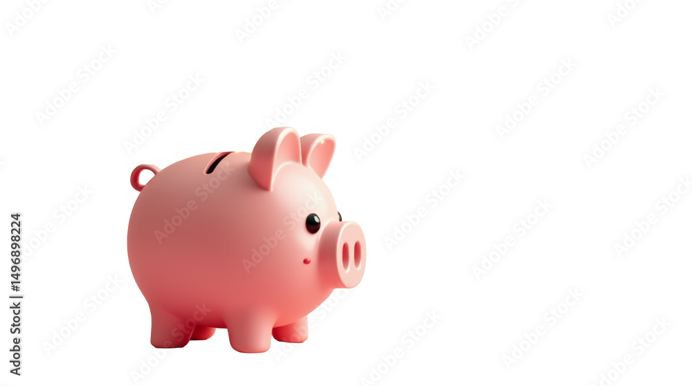 3D Illustration of a Happy Pink Piggy Bank with a Glossy Finish and Coin Slot 3D Illustration of a Happy Pink Piggy Bank with a Glossy Finish and Coin Slot