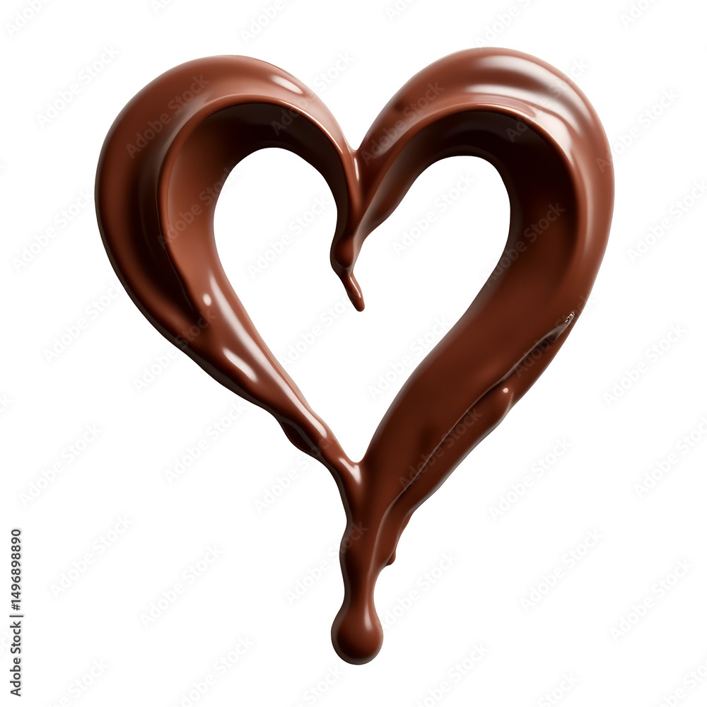 Abstract Swirl of Chocolate Sauce in Heart Shape on a White Background Abstract Swirl of Chocolate Sauce in Heart Shape on a White Background