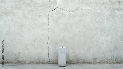Minimalist Concrete Wall with Cylindrical Object