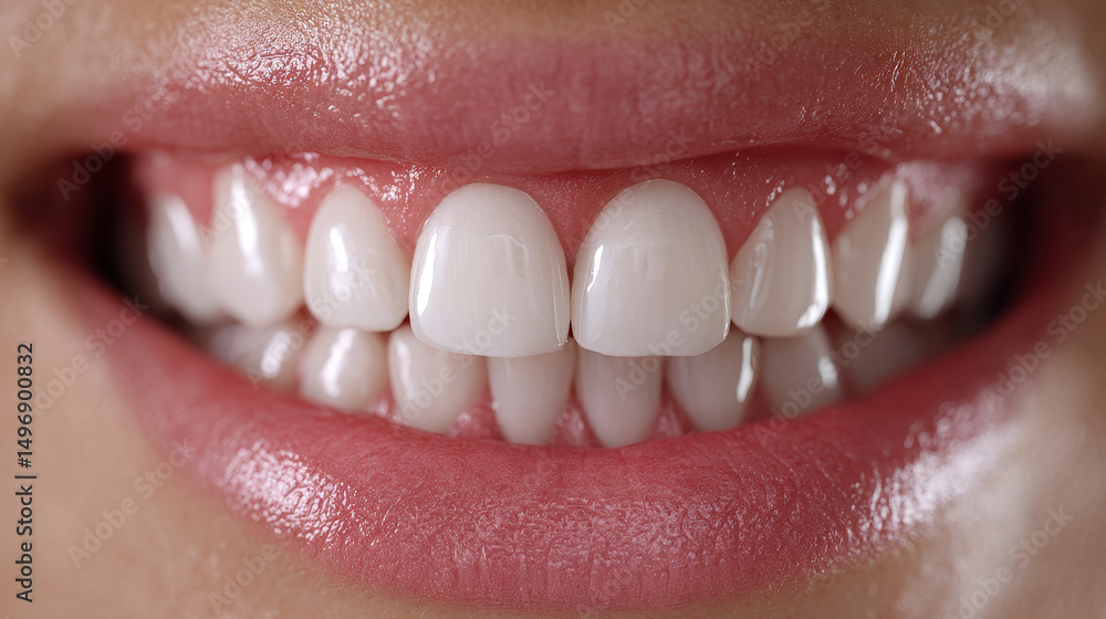 Fototapeta premium Oral Hygiene and Floss concept ,Bright smile with clean gums and healthy teeth, showcasing dental hygiene and care