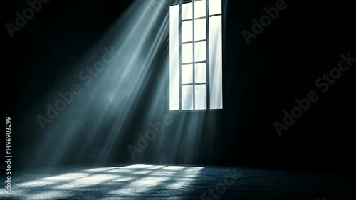 Light rays through a window in a dark room