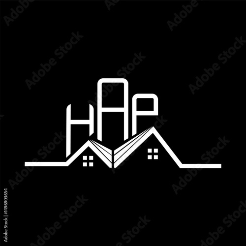 HAP Real State logo design, HAP simple and modern logo. HAP luxurious alphabet design