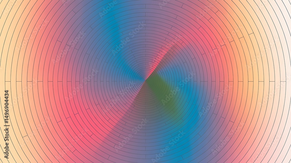 Fototapeta premium Abstract Circular Pattern with Pastel Color Gradient and Linear Design Elements