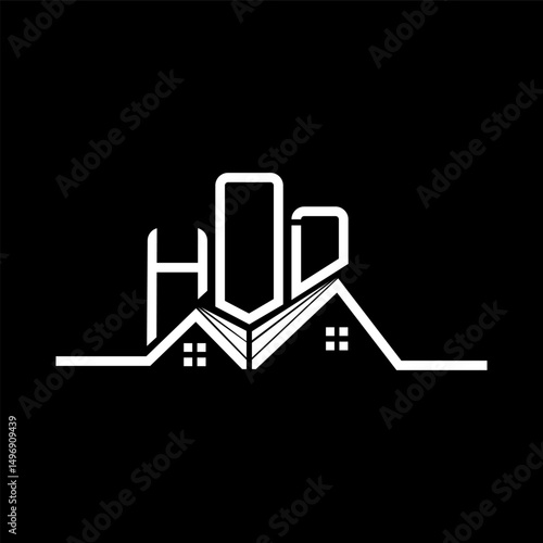 HOD Real State logo design, HOD simple and modern logo. HOD luxurious alphabet design
