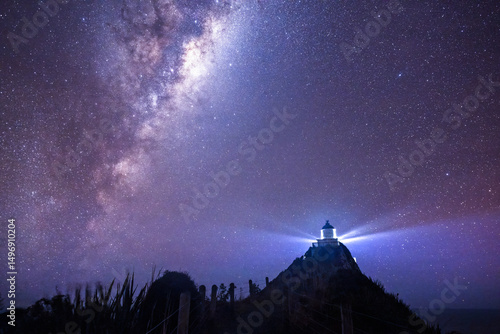 The Milky Way over Nugget Point Lighthouse, Southland. New Zealand.