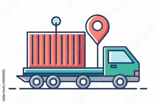 shipping container on flatbed truck
