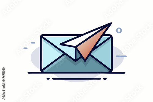 simple envelope with paper plane