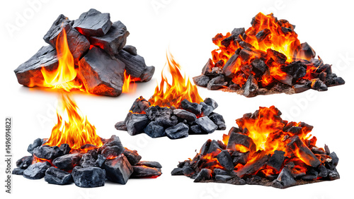 Burning embers and flames isolated on a white background png ai generated