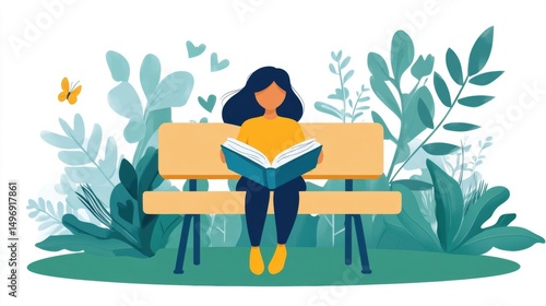 Woman reading book outdoors