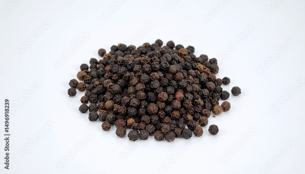 black pepper seeds on white background black pepper seeds on white background