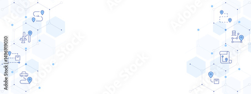 Destination Banner Vector Illustration with Two-sided Icon Style. Line Duotone icon. Containing. route, destination, sedentary, maps, train