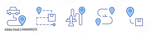 sedentary, route, destination. Destination Icon vector illustration. Line Duotone style. Editable stroke