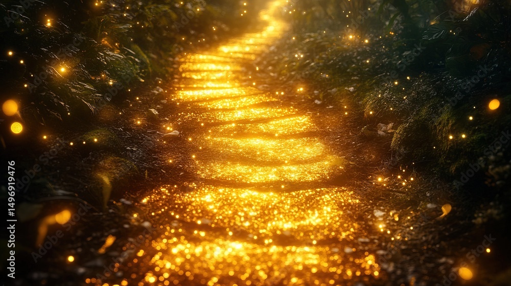 Naklejka premium A golden pathway leading to a bright future, symbolizing financial success