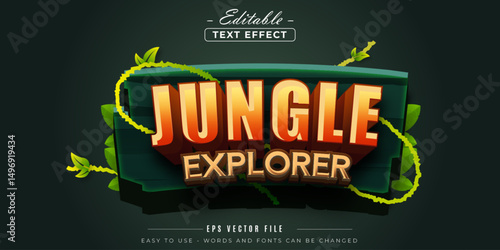 Gold jungle explorer text, editable text effect.