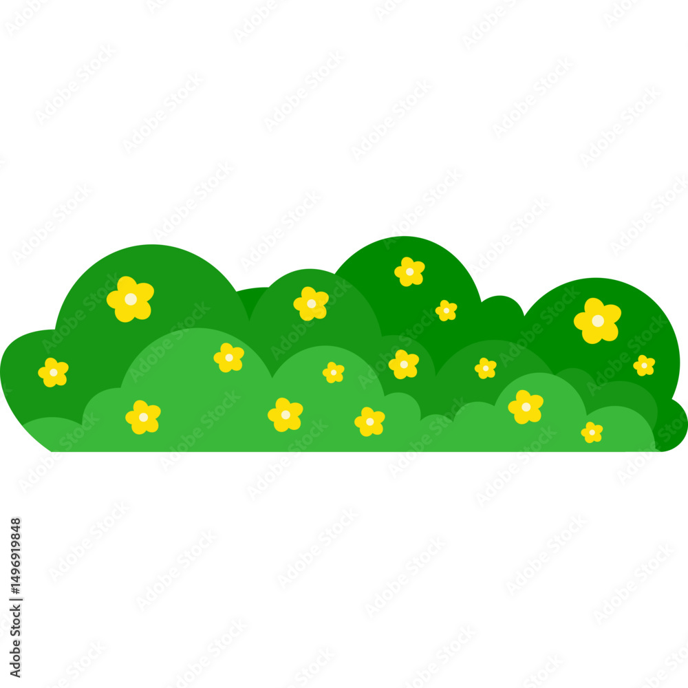 Fototapeta premium Green Bush With Flower Illustration