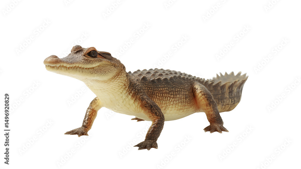 Obraz premium [Transparent Background PNG]Young Crocodile Close-up on White Background