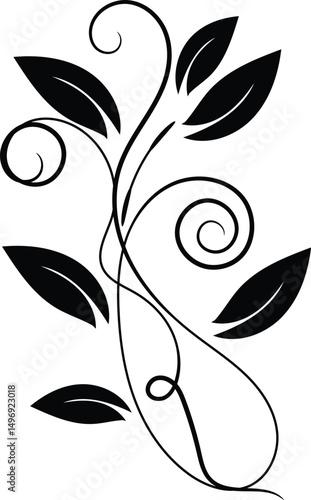 Elegant Black and White Floral Design Element for Invitations