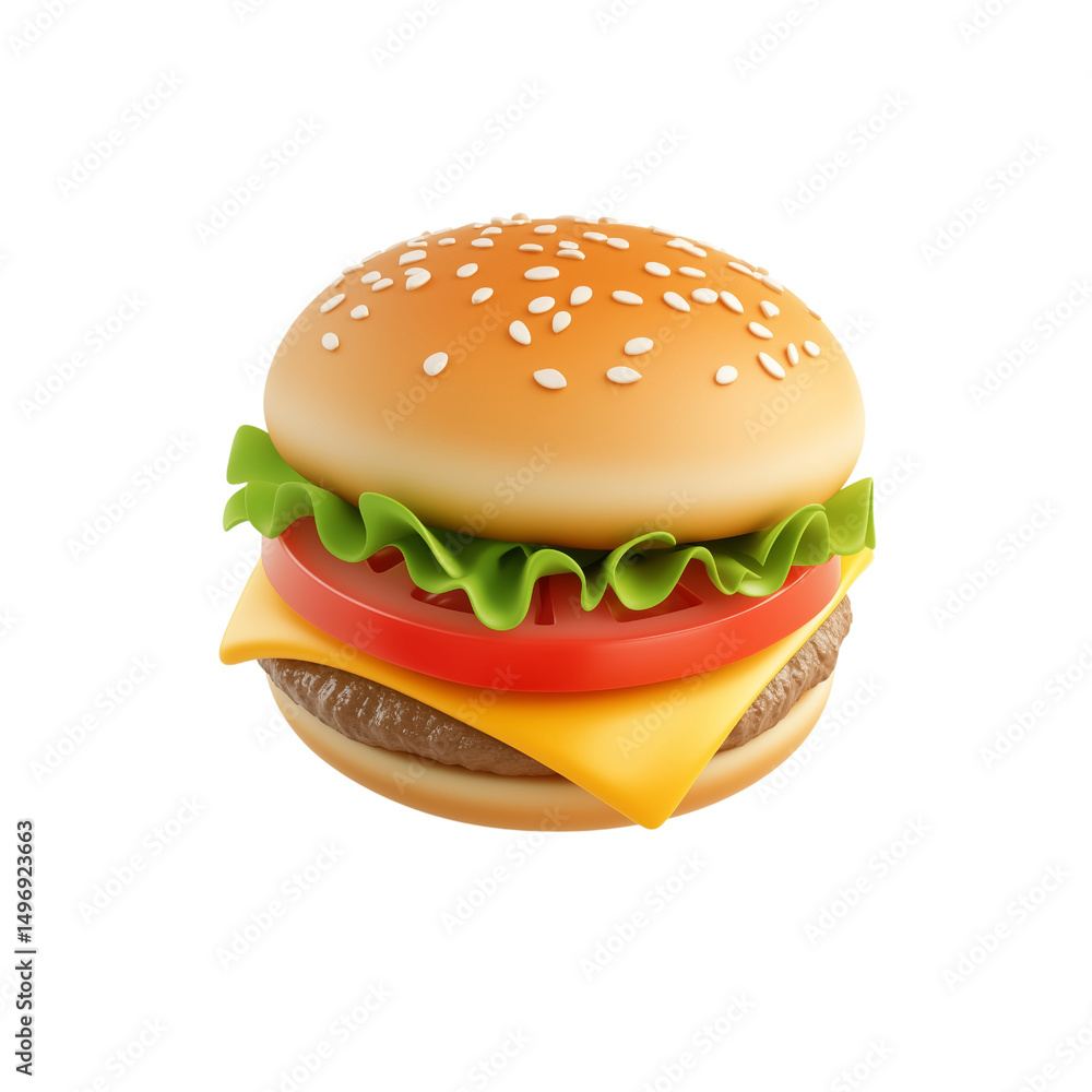 hamburger isolated on white ,icon, 3d render, 3d transparent background hamburger isolated on white ,icon, 3d render, 3d transparent background