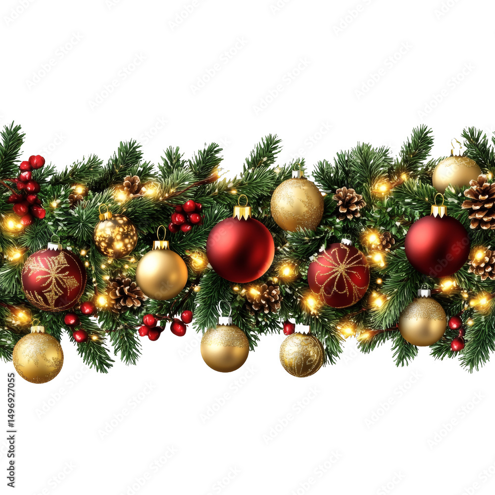 Fototapeta premium [Transparent Background PNG]Christmas Garland Decoration Illustration