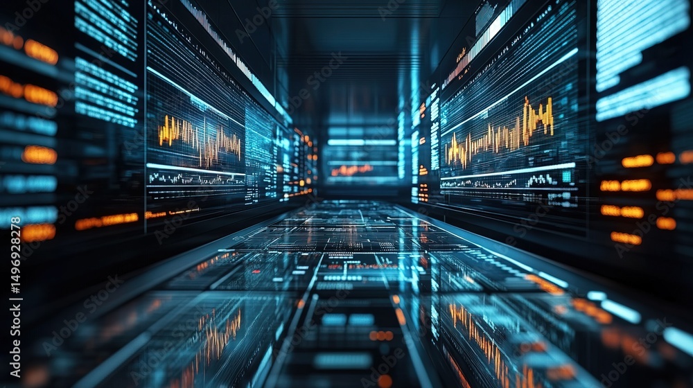 A futuristic AI-controlled stock exchange, eliminating human traders A futuristic AI-controlled stock exchange, eliminating human traders