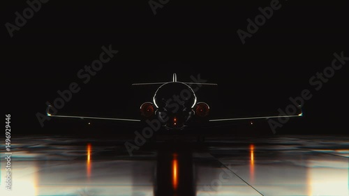 3D render of a luxury luxury private jet with cinematic lighting and glowing engines. Ideal for business aviation, premium travel, or tech promos.