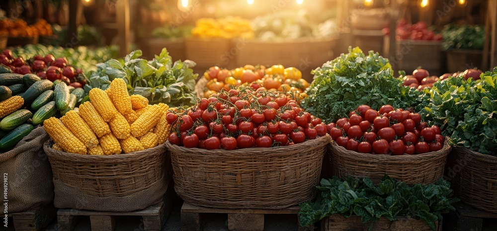 Fototapeta premium Colorful fresh produce at market