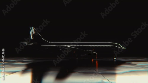 3D render of a luxury airliner with cinematic lighting and glowing engines. Ideal for business aviation, premium travel, or tech promos.