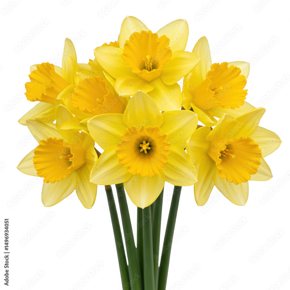 Bunch of yellow daffodils isolated on transparent background Bunch of yellow daffodils isolated on transparent background