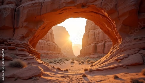 Wallpaper Mural Rock Arch at Sunrise in Desert Canyon Torontodigital.ca
