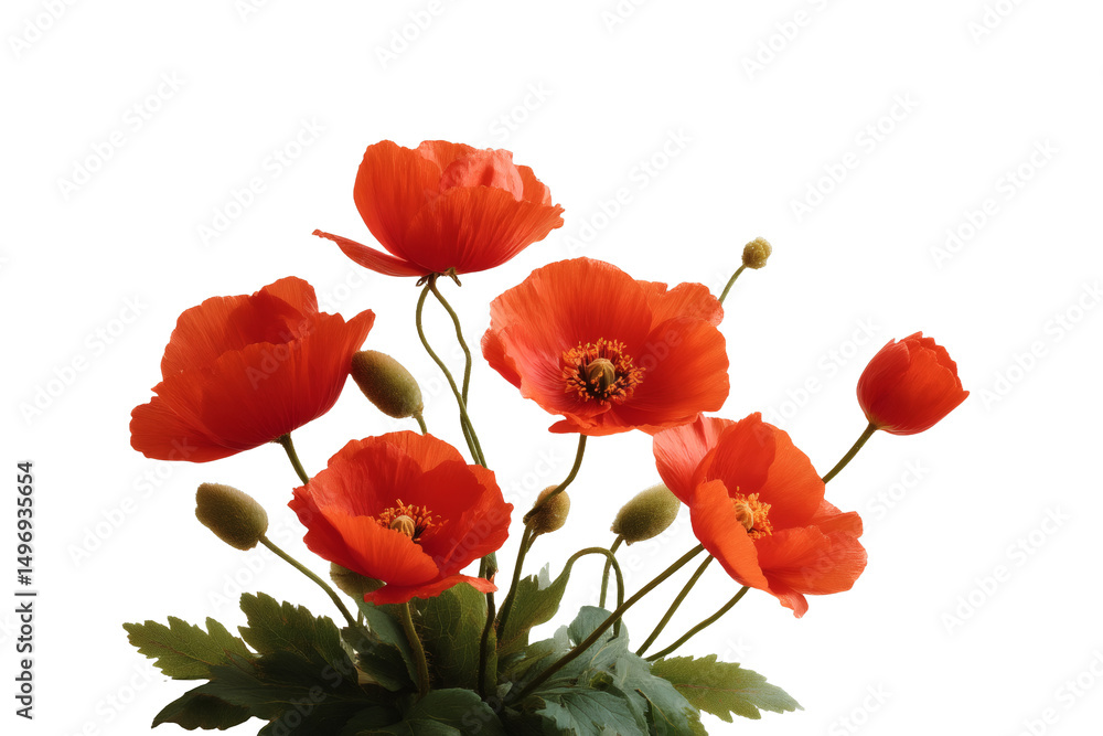 Obraz premium [Transparent Background PNG]Beautiful Bouquet of Red Poppies